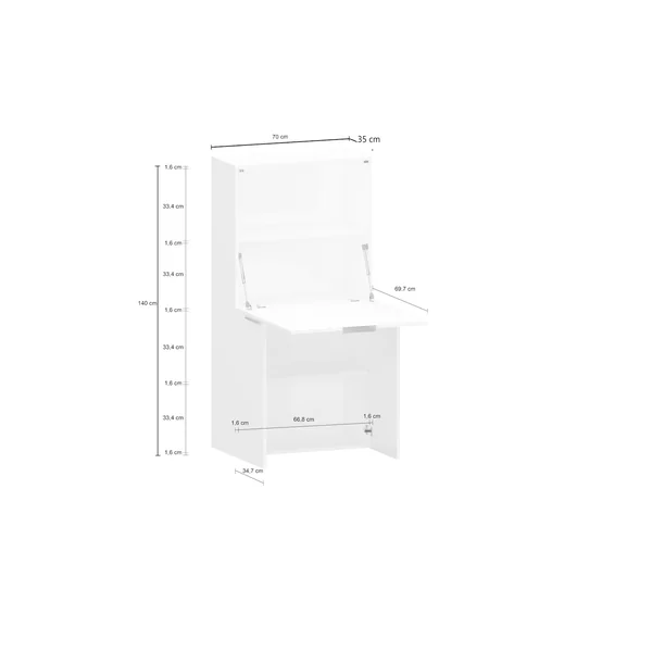 Bureau secrétaire moderne blanc brillant Lilas