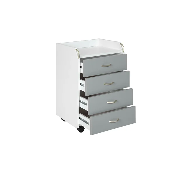 Caisson de bureau contemporain mobile blanc/gris Samantha