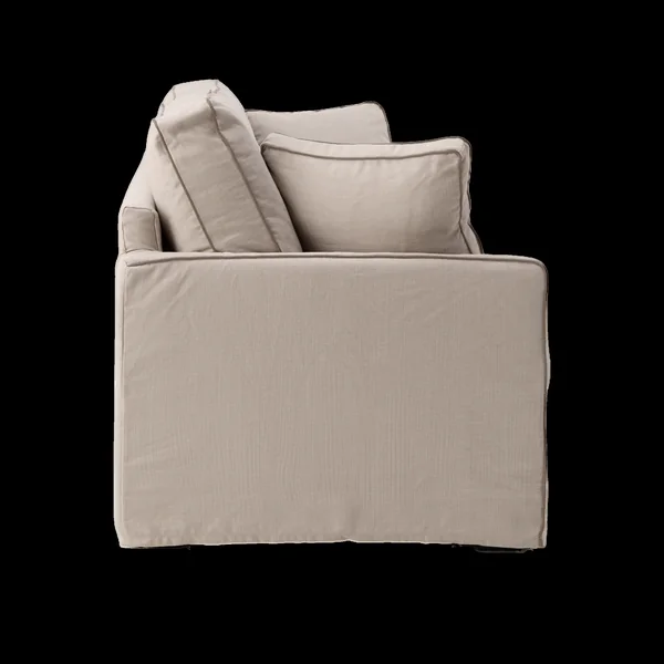 Canapé coton/lin déhoussable Margot - Beige/Taupe - 3 places