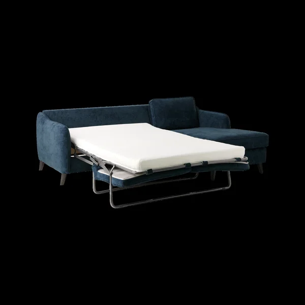 Canapé d'angle convertible tissu Prince - Bleu Foncé - Canapé angle droit