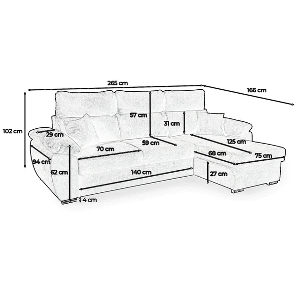 Canapé d'angle convertible et réversible en tissu noir Omega