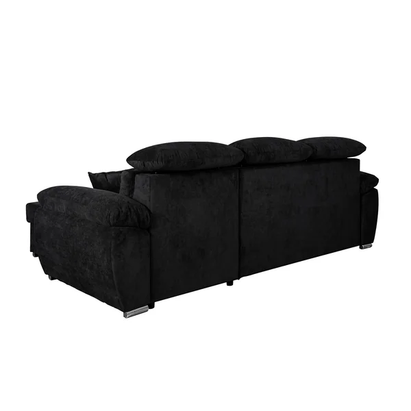 Canapé d'angle convertible et réversible en tissu noir Omega