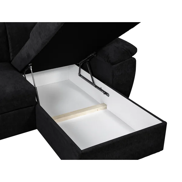 Canapé d'angle convertible et réversible en tissu noir Omega