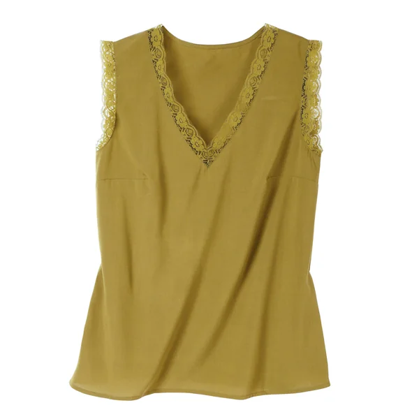 Caraco fluide col V dentelle, crêpe **polyester recyclé, vert olive