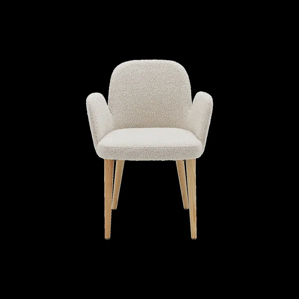Chaise avec accoudoirs bouclette pieds bois Maxine - Bouclette
