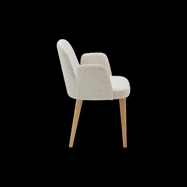 Chaise avec accoudoirs bouclette pieds bois Maxine - Bouclette