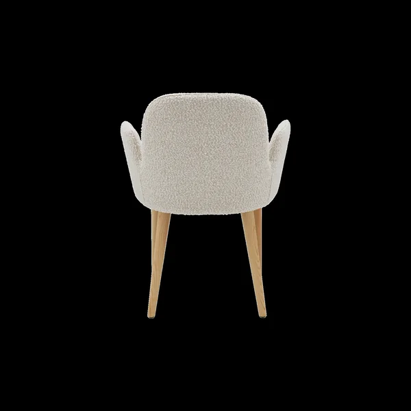 Chaise avec accoudoirs bouclette pieds bois Maxine - Bouclette