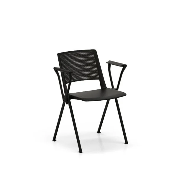 Chaise d'accueil métal et PVC noir Samantha