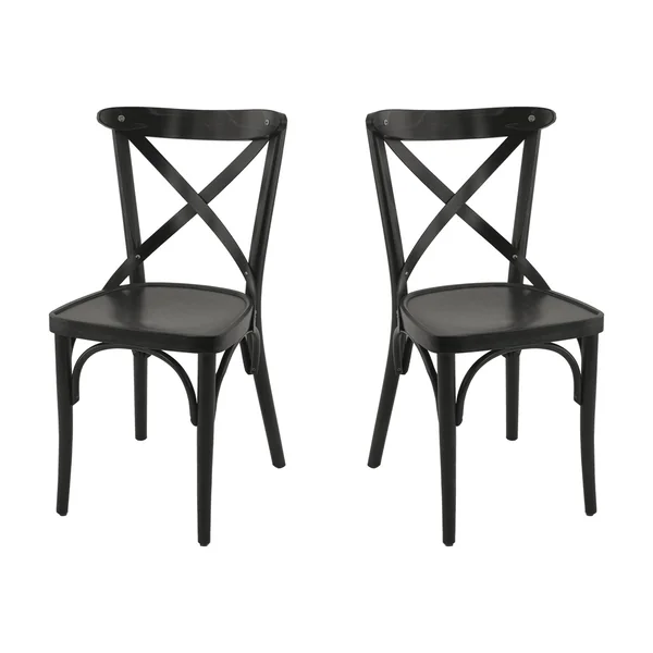 Chaise de brasserie en hêtre massif teinté Sonia (lot de 2)