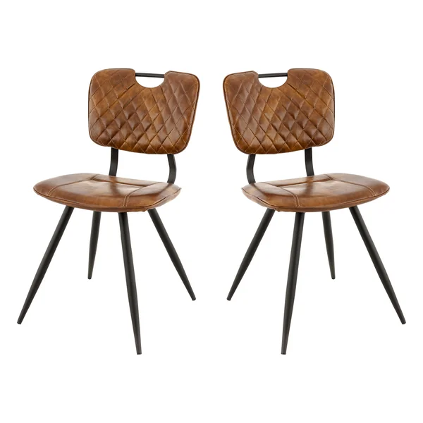Chaise de restaurant en simili marron vintage Solège (lot de 2)
