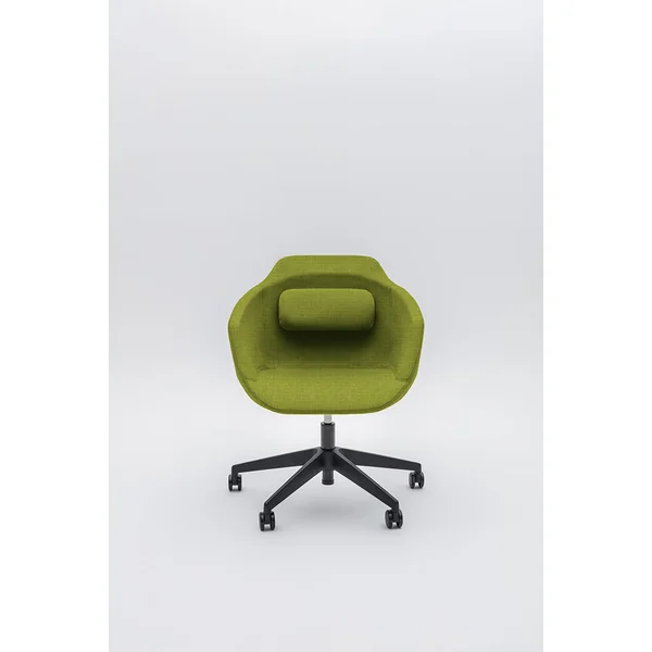 Chaise de réunion design réglable en hauteur avec piétement étoile en polyamide noir avec roulettes Sandy