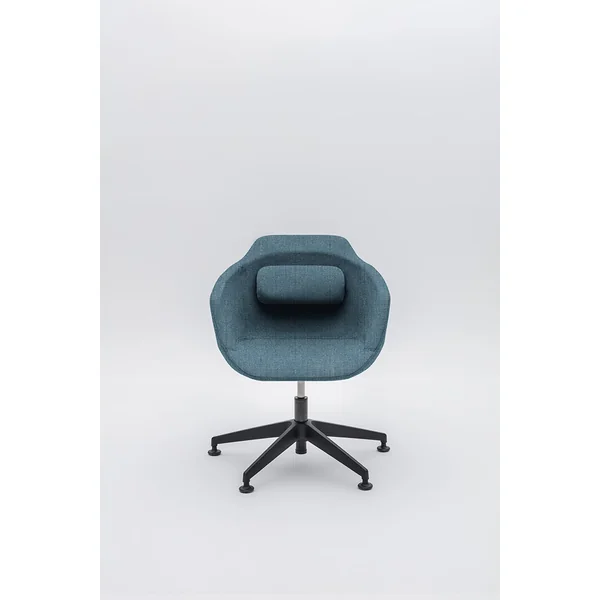 Chaise de réunion design réglable en hauteur avec piétement étoile en polyamide noir Sandy