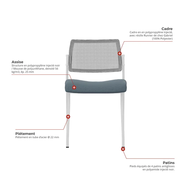 Chaise de réunion en tissu Halden