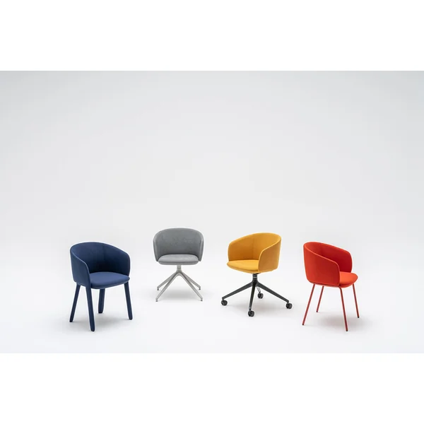 Chaise de réunion moderne piétement gris et assise en tissu graphite Albane