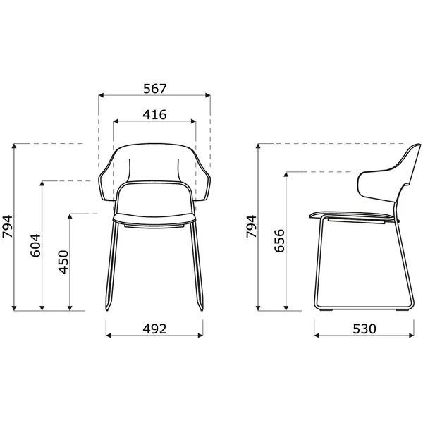 Chaise de réunion moderne piétement métal Afida