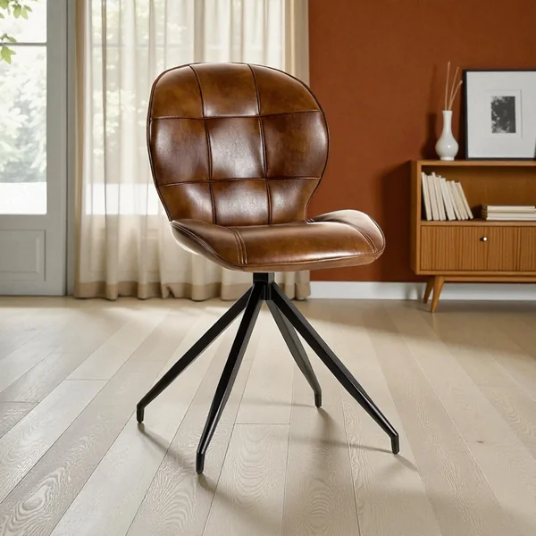 Chaise de salle à manger moderne en PU marron (lot de 2) Bergamote