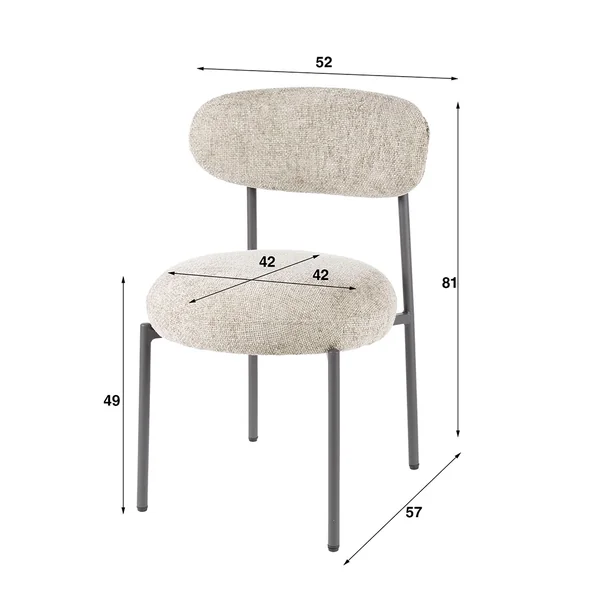 Chaise de salle à manger moderne en tissu Nouria (lot de 2)