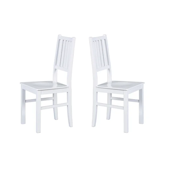 Chaise style campagne en pin massif blanc (lot de 2) Radja