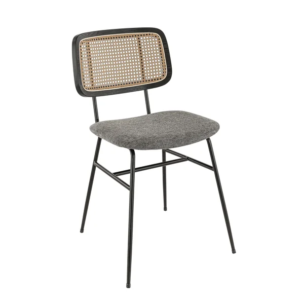 Chaises de brasserie tissu et canage PVC Noemia (lot de 2)