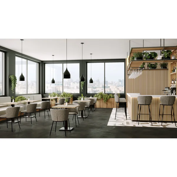 Chaises de restaurant en tissu gris Miranda (lot de 2)