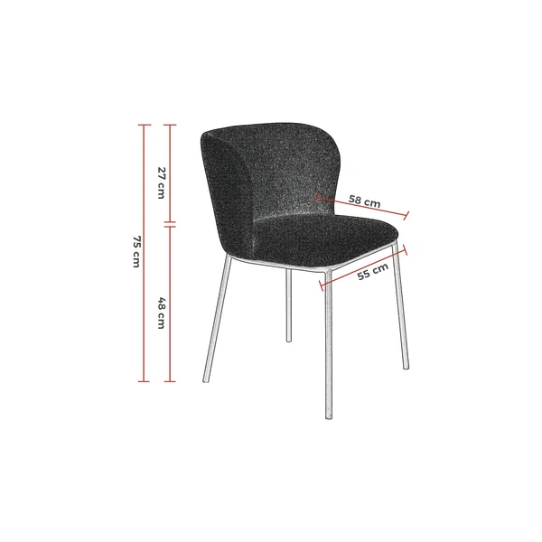 Chaises de restaurant en tissu gris Miranda (lot de 2)