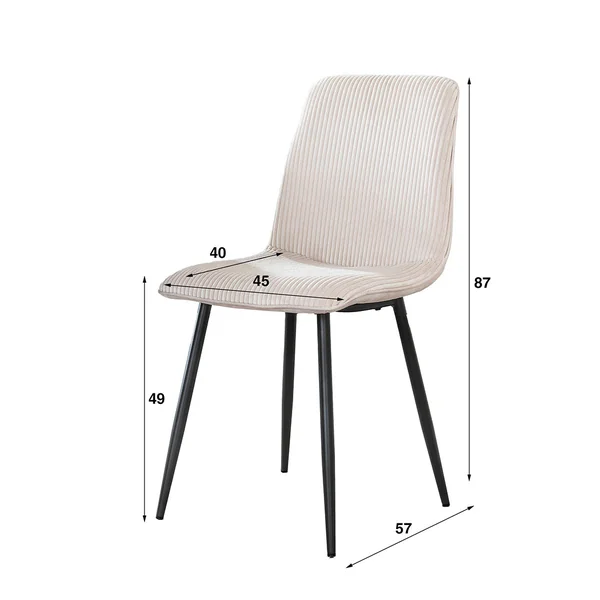 Chaises de salle à manger en velours côtelé Coline (lot de 4)