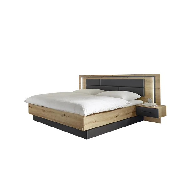 Chambre adulte style industriel chêne/gris métal Oscario
