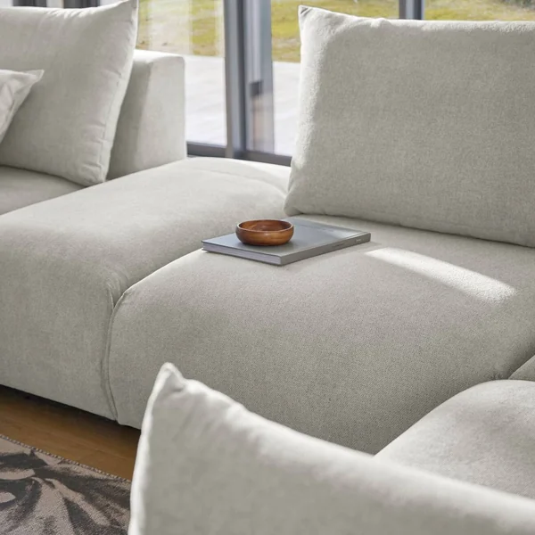 Chauffeuse avec accoudoir pour canapé modulable tissu Solal - Beige - Droite