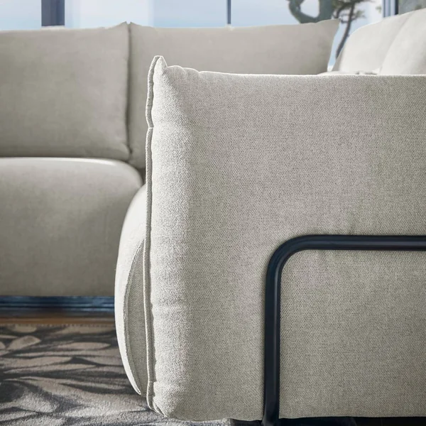 Chauffeuse avec accoudoir pour canapé modulable tissu Solal - Beige - Droite