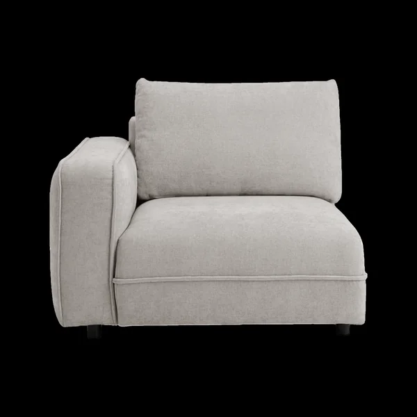 Chauffeuse avec accoudoir pour canapé modulable tissu Solenn - Galet - Canapé angle gauche