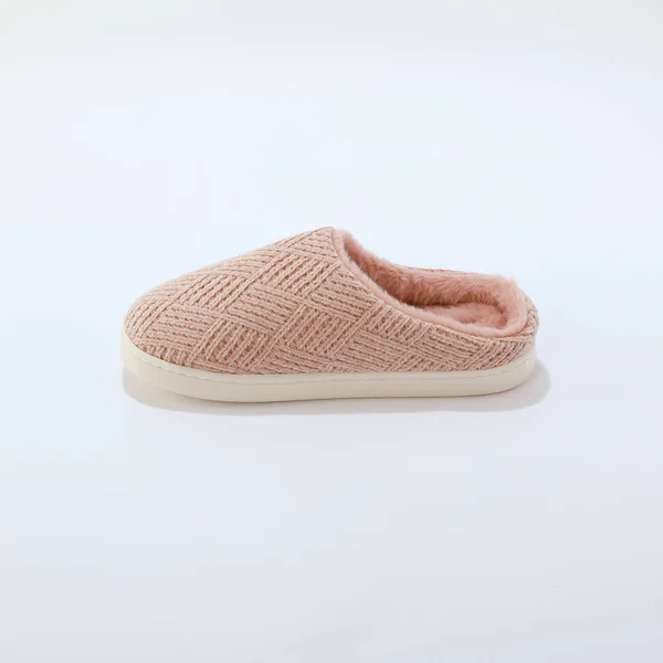 Chaussons forme mule fourrés, rose