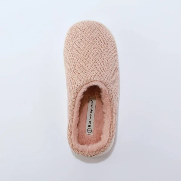 Chaussons forme mule fourrés, rose