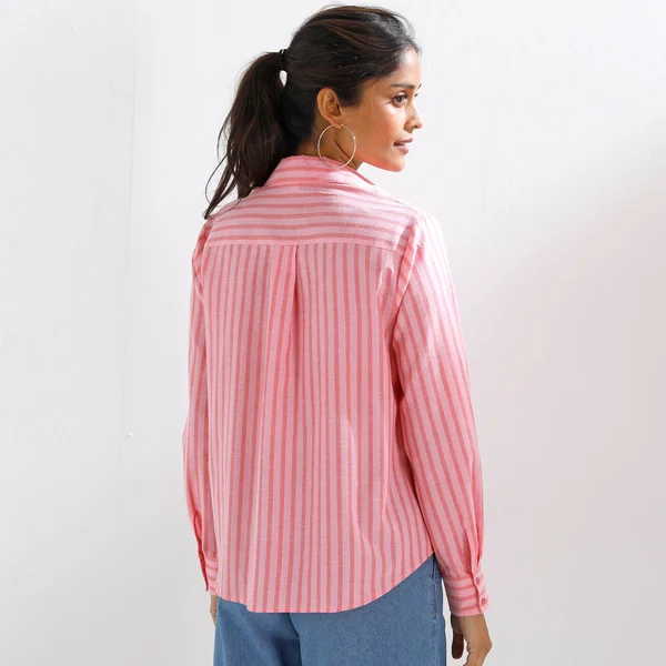 Chemise rayée bicolore , rose / rouge