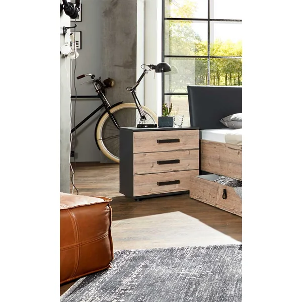 Chevet adulte style industriel H 58 cm marron/graphite Nashville