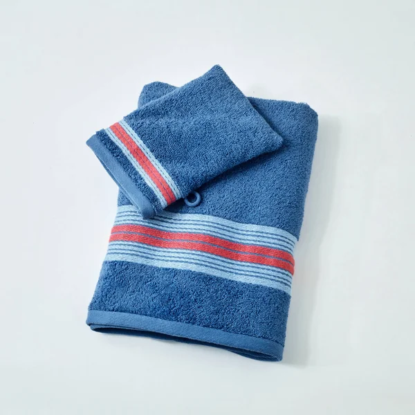 Collection serviettes de bain 420 gr/m² liteau rayures bayadères, bleu dur