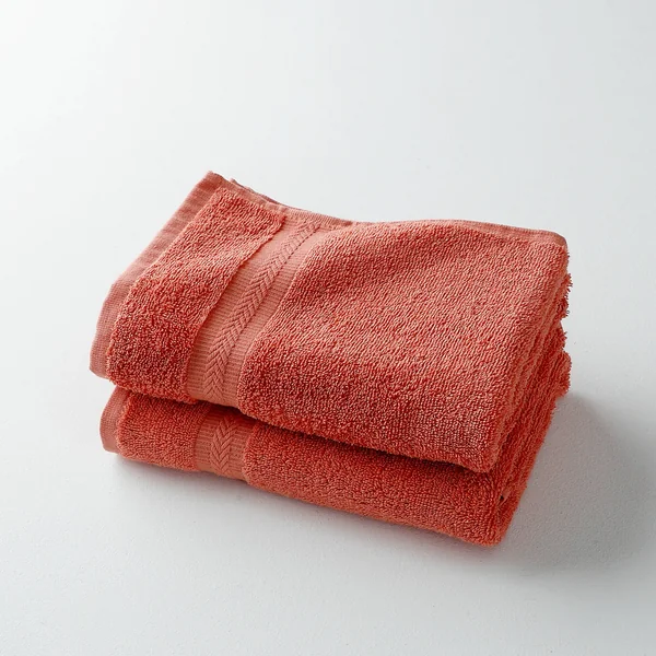 Collection serviettes de bain unies 420 g/m2 confort moelleux, tomette