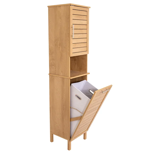 COLONNE 2 PORTES 1 ETAGERE 1 PANIERE A LINGE COLONIAL