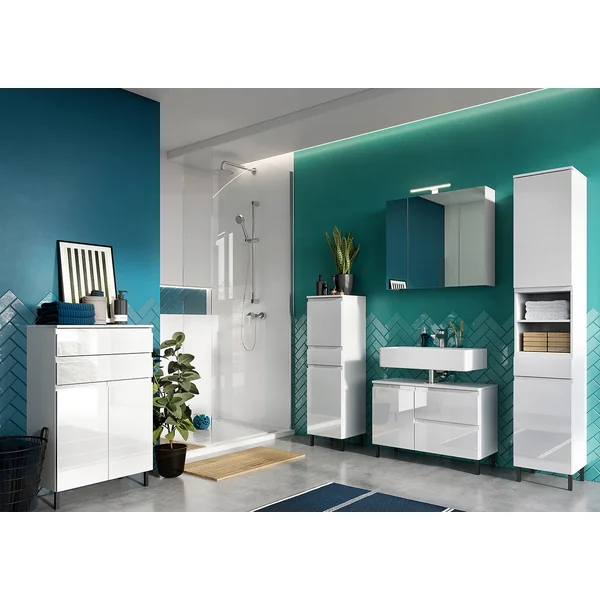 Colonne de salle de bain H 120 cm blanc brillant Salsa