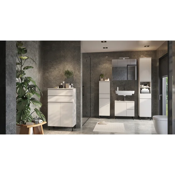 Colonne de salle de bain moderne H 190 cm gris cachemire Salsa