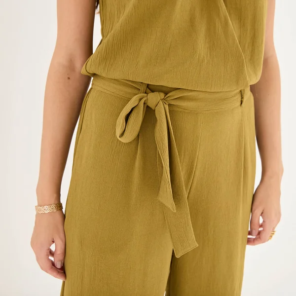 Combinaison pantalon crêpe fluide, kaki