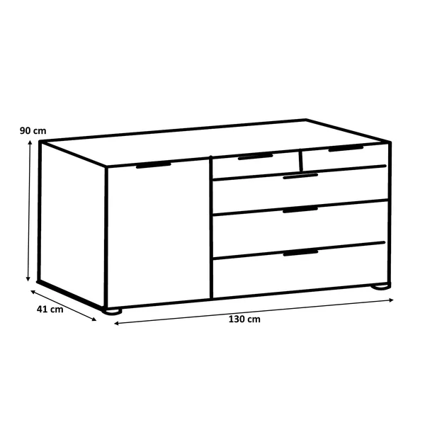 Commode adulte moderne 1 porte/5 tiroirs Ghislain