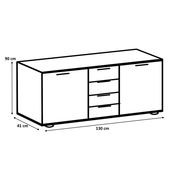 Commode adulte moderne 2 portes/4 tiroirs Ghislain