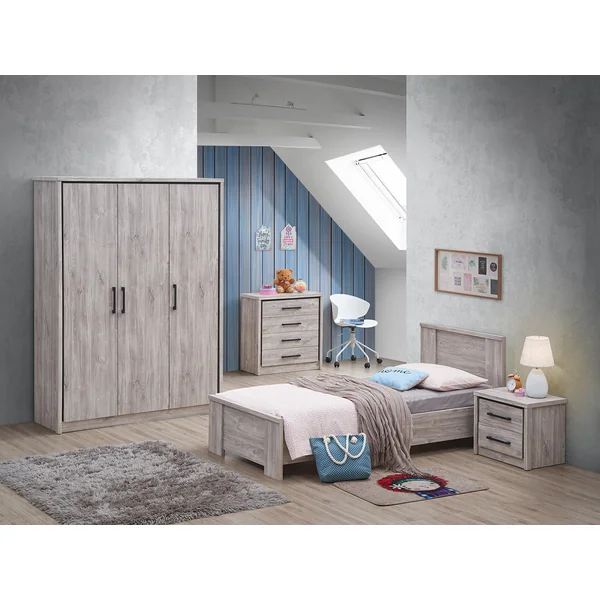Commode contemporaine 80 cm chêne gris Oliviera
