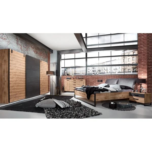 Commode industrielle 139 cm coloris chêne Michigan