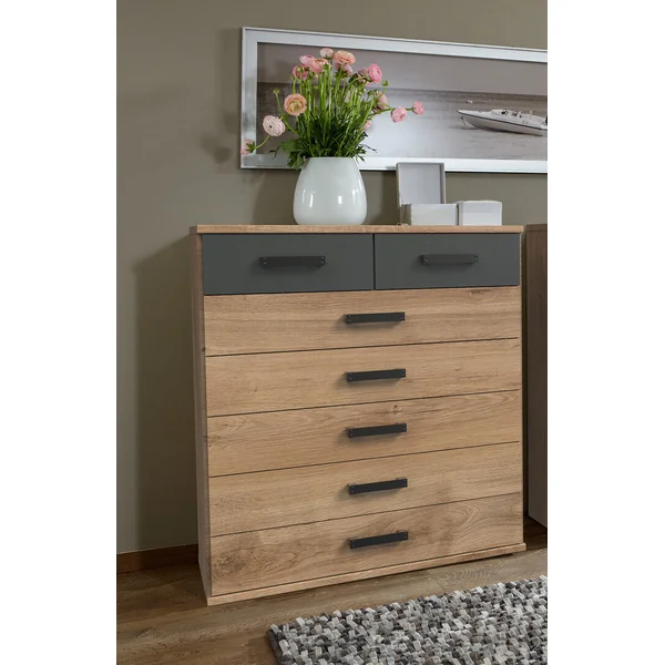 Commode industrielle chêne/anthracite Katarina