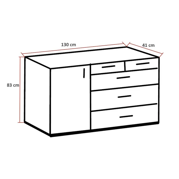 Commode moderne 130 cm graphite Matilda