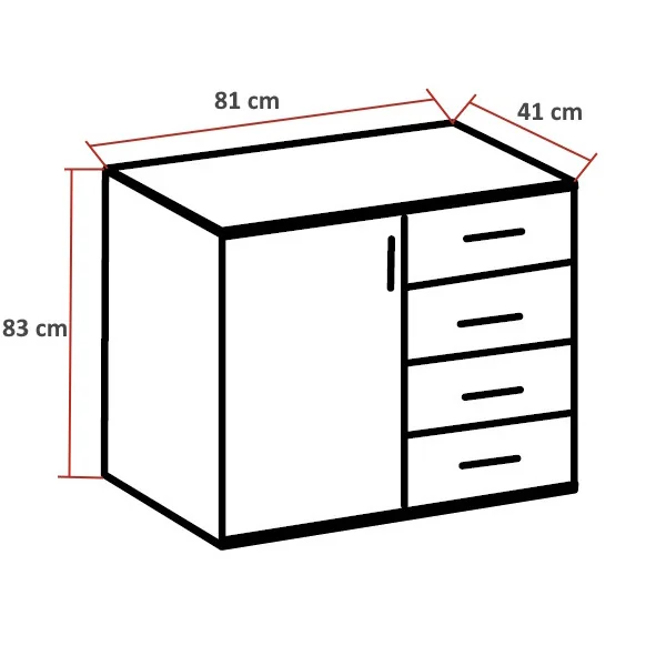 Commode moderne 81 cm graphite Matilda