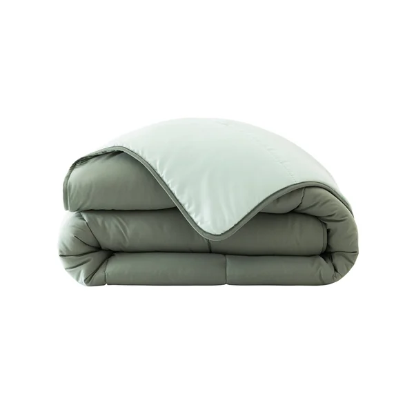 Couette bicolore microfibre 350 g/m², eucalyptus / vert amande