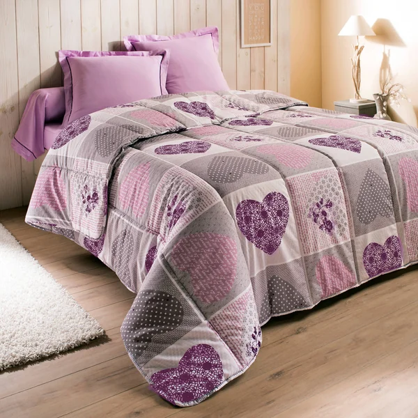 Couette coton imprimé Lovely 400 g/m², parme