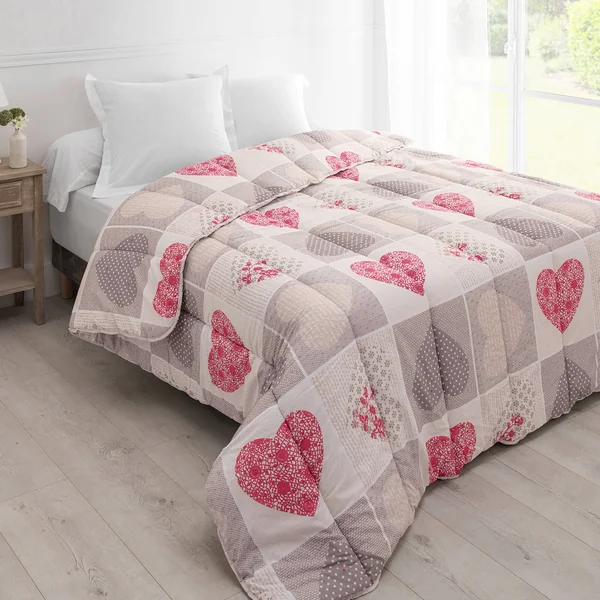 Couette coton imprimé Lovely 400 g/m², rouge